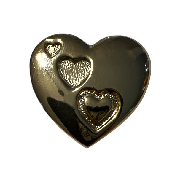 Vintage 1980’s Gold Triple Heart Brooch/Pin, 1.2” Wide - Picture 1 of 2